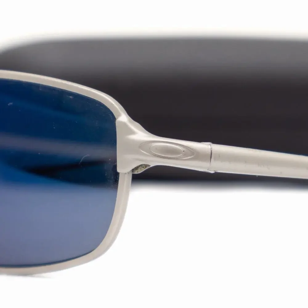 VTG Oakley Square Wire 2.0 Silver Metal Frame Ice Iridium Sunglasses Y2K RARE